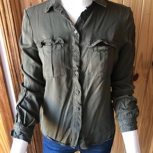H&M Green Button Up